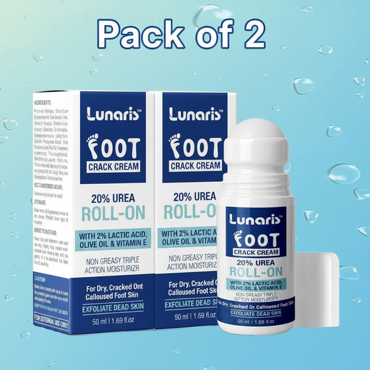 Lunaris™ 20% Urea Foot Cream Roll-On | Repairs Dry & Cracked Skin | Vitamin E + Olive Oil | Non-Greasy