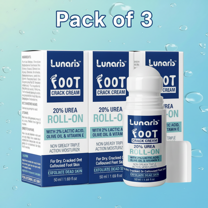 Lunaris™ 20% Urea Foot Cream Roll-On | Repairs Dry & Cracked Skin | Vitamin E + Olive Oil | Non-Greasy