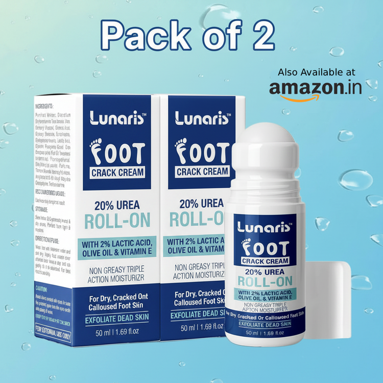 Lunaris™ 20% Urea Foot Cream Roll-On | Repairs Dry & Cracked Skin | Vitamin E + Olive Oil | Non-Greasy