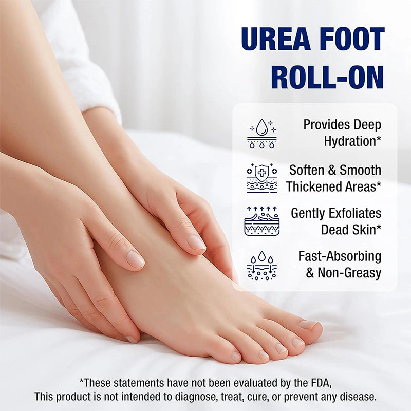 Lunaris 20% Urea Foot Cream Roll On - 50ml | For Dry, Cracked Or Calloused Foot Skin Repair | With 2% Lactic Acid, Olive Oil & Vitamin E | Helps Moisturise & Exfoliates Dead Skin | Non Greasy