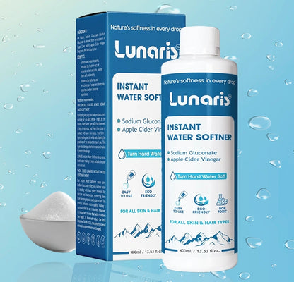 Lunaris Water Softner | Instant Hard Water Softening Agent | Reduces Hair Fall & Skin Itching | Disables Hardness of Calcium & Magnesium | Maintains pH Level | Non Toxic & Hair & Skin Friendly | 400ml